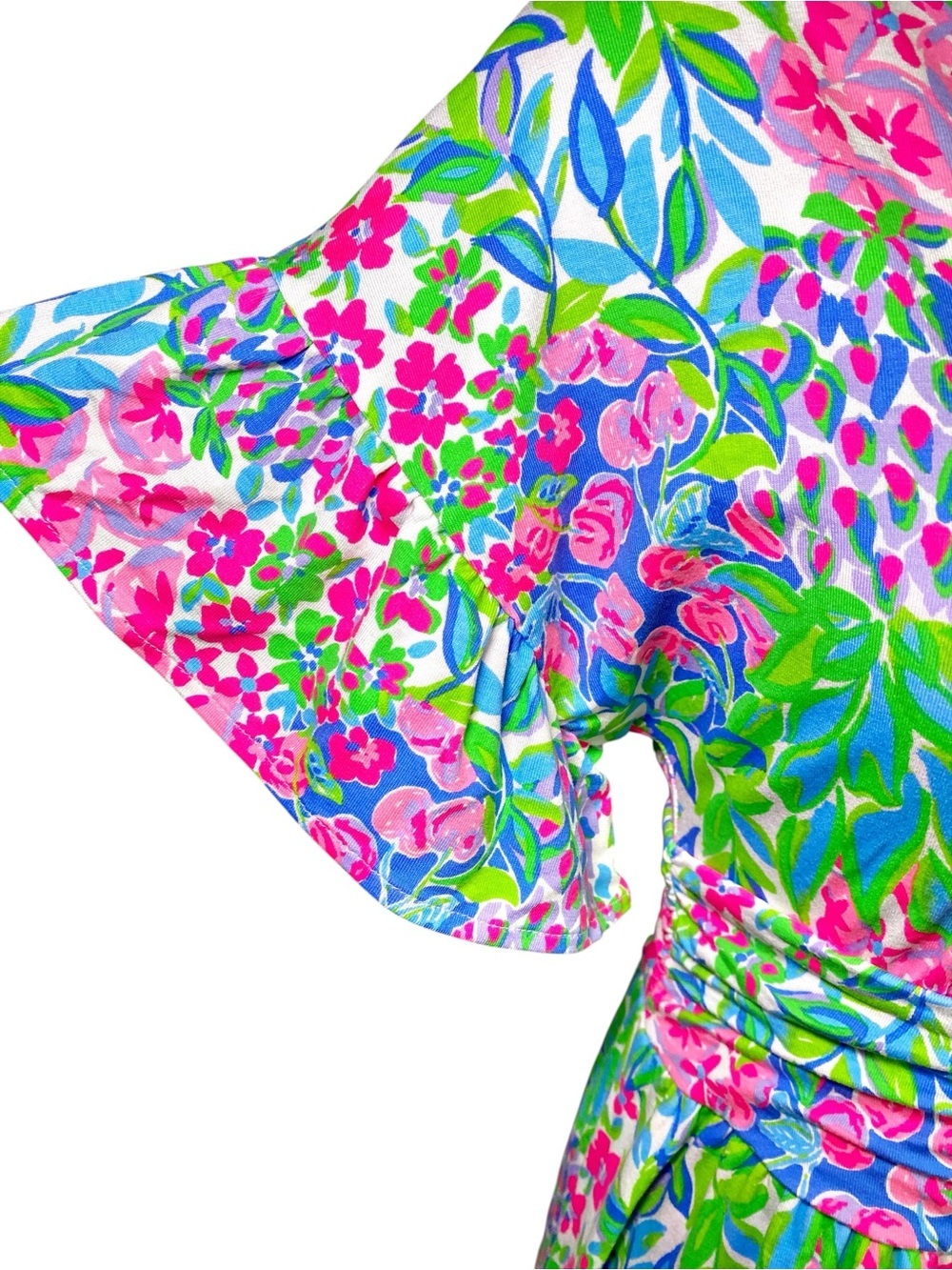 LILLY PULITZER JULIET RUFFLE Flutter Sleeve Ruched MIDI DRESS *A CHERRY ON TOP* - Picture 6 of 16